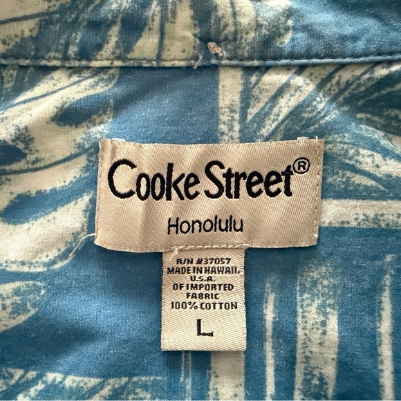 COOKE STREET Blue Hawaii Aloha Shirt Men L Large - Picture 4 of 5